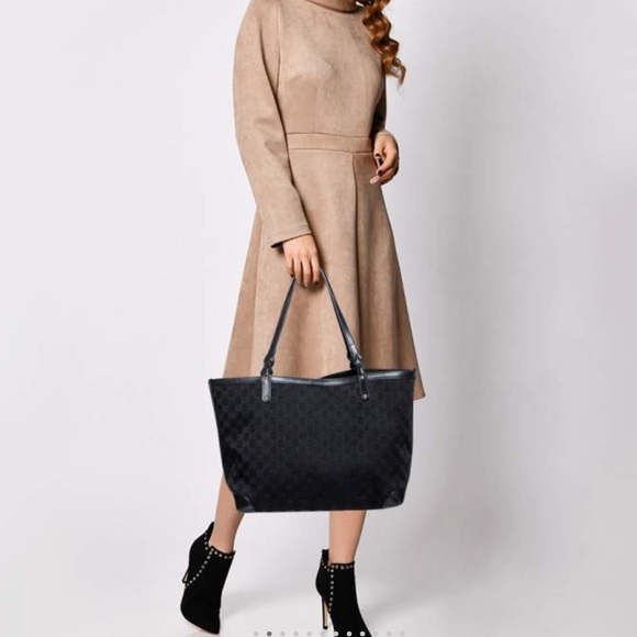 GUCCI Original GG Canvas and Leather Craft Original Tote with POUCH - Picture 4 of 16